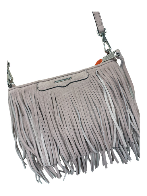 Rebecca Minkoff Dusty Pink Leather Fringe Top Zip silver hardware Crossbody Bag Dusty Pink / S