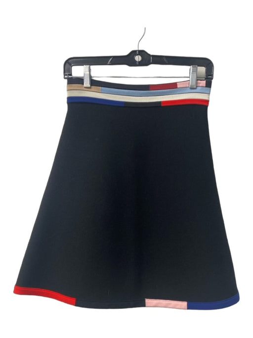 Christopher Kane Size M Black & Multi Wool Geometric Design A Line Knit Skirt Black & Multi / M