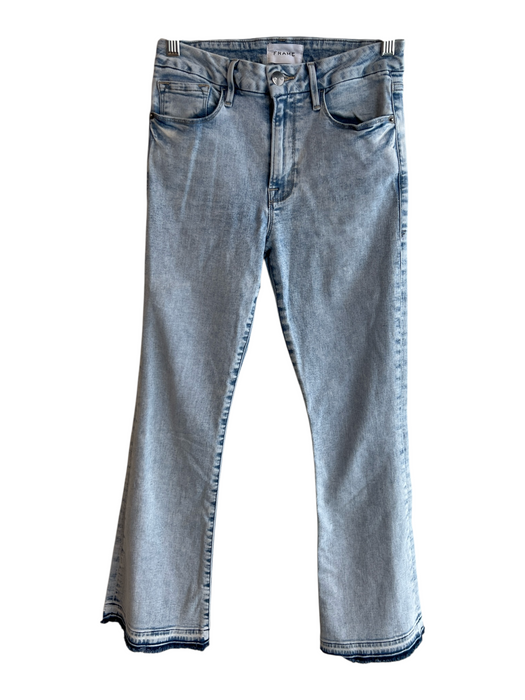 Frame Size 27 Light Blue Cotton & Elastane High Rise 5 Pocket Cropped Jeans Light Blue / 27