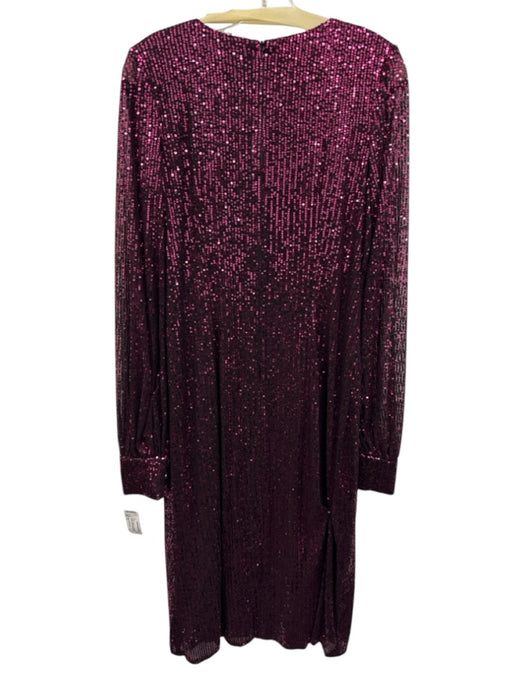 Ieena for Mac Duggal Size 12 Hot pink Polyester Long Sleeve Sequins V Neck Dress Hot pink / 12