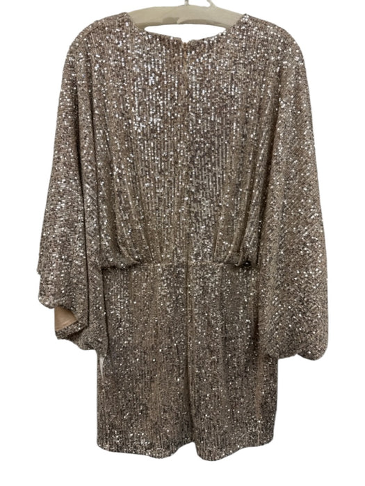 Alexia Admor Size XL Silver Polyester Blend Half Sleeve Sequins Pleated Dress Silver / XL