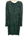 Mac Duggal Size 16 Dark Green Polyester Long Sleeve Beaded Surplice Dress Dark Green / 16