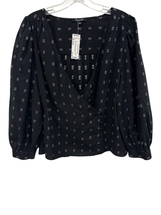 Madewell Size Small Black & White Long Sleeve Abstract Print Button Front Top Black & White / Small