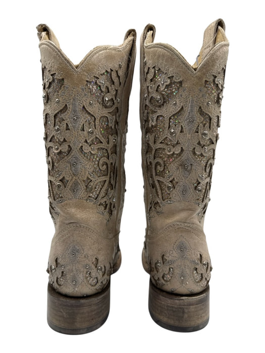 Corral Boots Shoe Size 7 Cream White Leather Square Toe Floral Embroidery Boots Cream White / 7