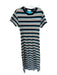 Treasure & Bond Size XS Blue & White Cotton Short Sleeve Striped Maxi Dress Blue & White / XS