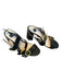 Louise et Cie Shoe Size 8.5 Black & Gold Leather Croc Embossed GHW Sandals Black & Gold / 8.5