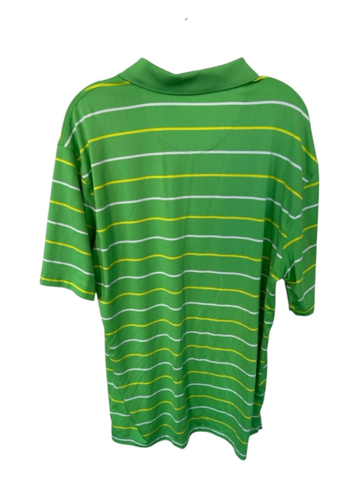 Master's Apparel Size XL Green & Yellow Polyester Blend Striped Collar Shirt Green & Yellow / XL