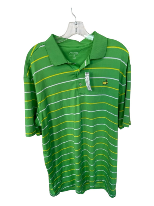 Master's Apparel Size XL Green & Yellow Polyester Blend Striped Collar Shirt Green & Yellow / XL