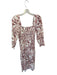House of Harlow Size M Pink & White Linen Blend Floral Bubble Sleeve Midi Dress Pink & White / M