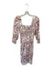 House of Harlow Size M Pink & White Linen Blend Floral Bubble Sleeve Midi Dress Pink & White / M