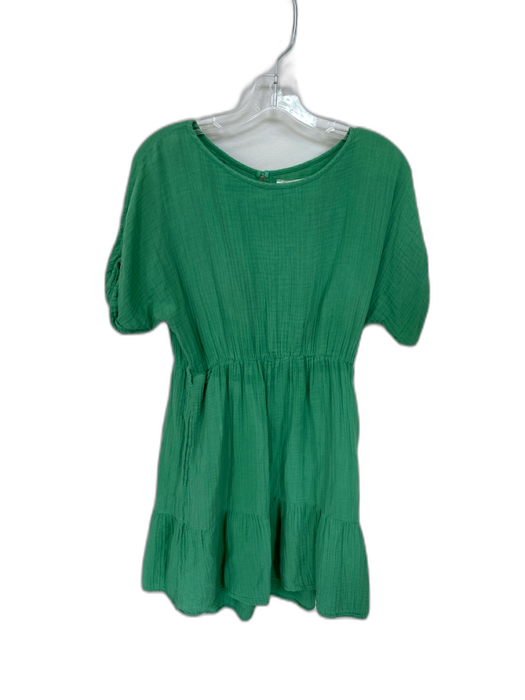 XiRENA Size S Green Cotton Short Sleeve Gauze Elastic Waist Dress Green / S