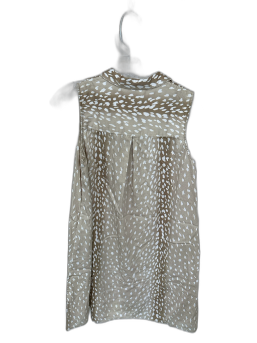 Tuckernuck Size S Tan & White Cotton Blend Sleeveless Antelope Collar Dress Tan & White / S