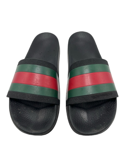 Gucci Shoe Size 9 AS IS Black, Red & Green Leather Slides Men's Shoes 9