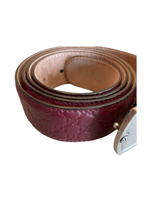 Gucci Red Leather Guccissima Silver Hardware Dustbag Inc. Men's Belt