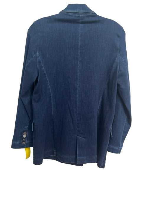 J Mclaughlin Size 6 Dark Wash Cotton Denim Blazer Double Breast Jacket Dark Wash / 6