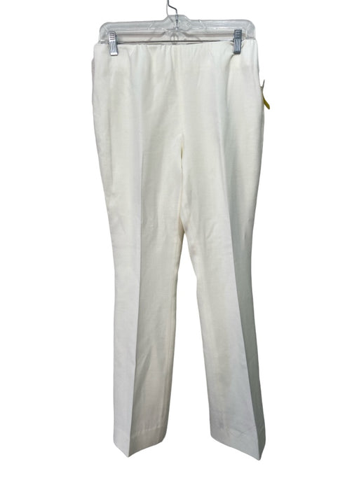 Ann Mashburn Size M White Wool Blend Elastic Waist Straight Leg Pants White / M