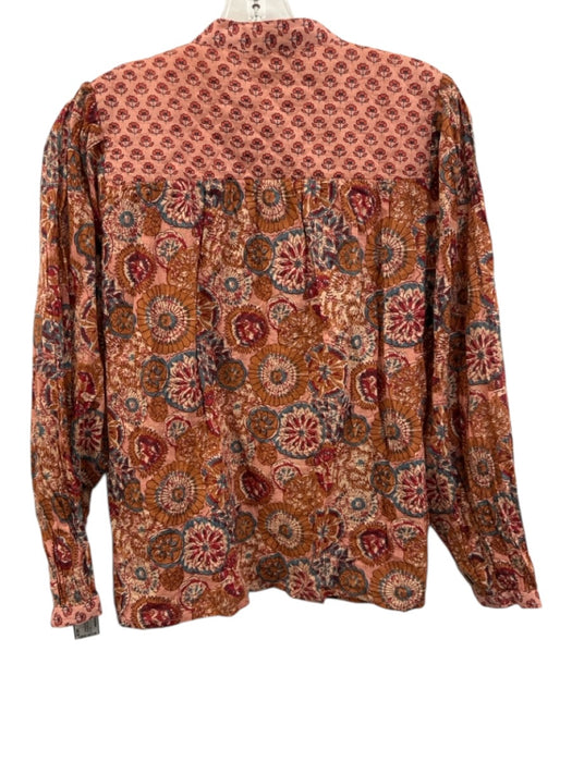 Maison Hotel Size XS Pink, Orange, Blue Cotton Long Sleeve Floral Print Top Pink, Orange, Blue / XS
