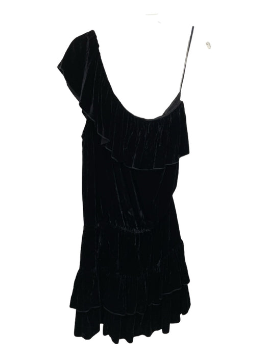 Joie Size XS Black Rayon Blend One Shoulder Elastic Waist Velvet Tiered Dress Black / XS