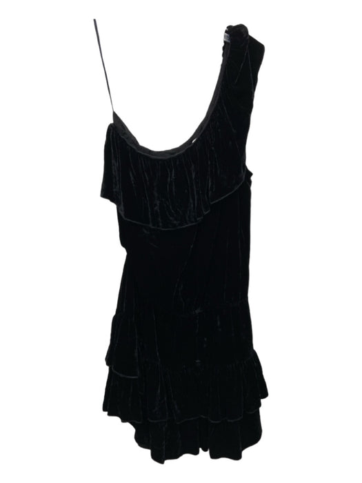 Joie Size XS Black Rayon Blend One Shoulder Elastic Waist Velvet Tiered Dress Black / XS