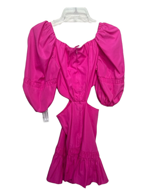 Alexis Size XS Hot pink Polyester Cut Out Puff 1/2 Sleeve Ruffle Hem Dress Hot pink / XS