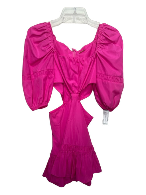 Alexis Size XS Hot pink Polyester Cut Out Puff 1/2 Sleeve Ruffle Hem Dress Hot pink / XS