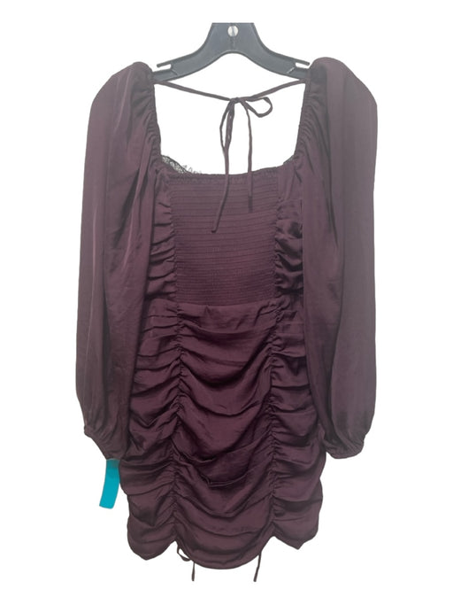 ASTR The Label Size S Maroon & Black Polyester Cupped Long Balloon Sleeve Dress Maroon & Black / S