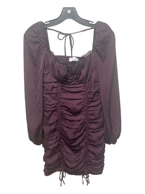 ASTR The Label Size S Maroon & Black Polyester Cupped Long Balloon Sleeve Dress Maroon & Black / S