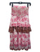 Love The Label Size XS White, Pink, Brown Cotton Floral Tiered Ruffle Maxi Skirt White, Pink, Brown / XS