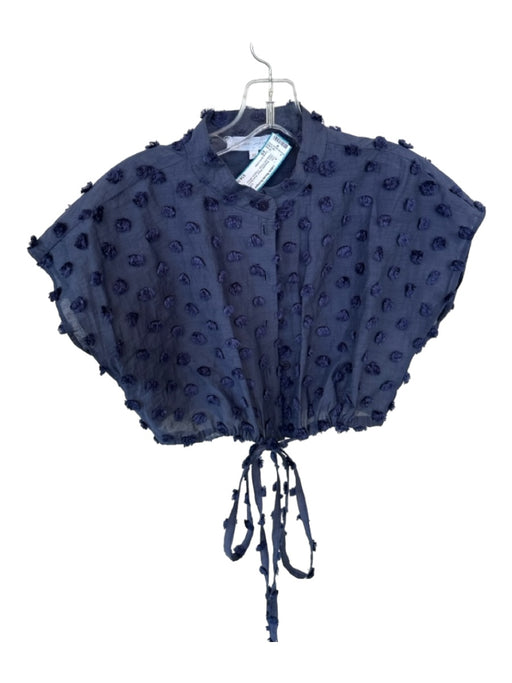 Corey lynn calter Size XS Navy Polyester Blend Short Sleeve Polka Dot Fringe Top Navy / XS