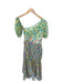 AMUR Size 0 Green & Blue Silk One Shoulder Floral Maxi Side Zip Dress Green & Blue / 0