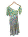 AMUR Size 0 Green & Blue Silk One Shoulder Floral Maxi Side Zip Dress Green & Blue / 0