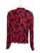 Bella Dahl Size M Red & Black Polyester Tie V Neck Ruffle Detail Long Sleeve Top Red & Black / M