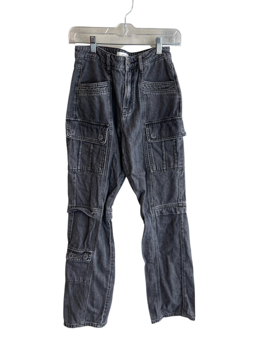 Hidden Size 26 Gray Cotton High Rise Zip Fly Cargo Pockets Straight Leg Jeans Gray / 26