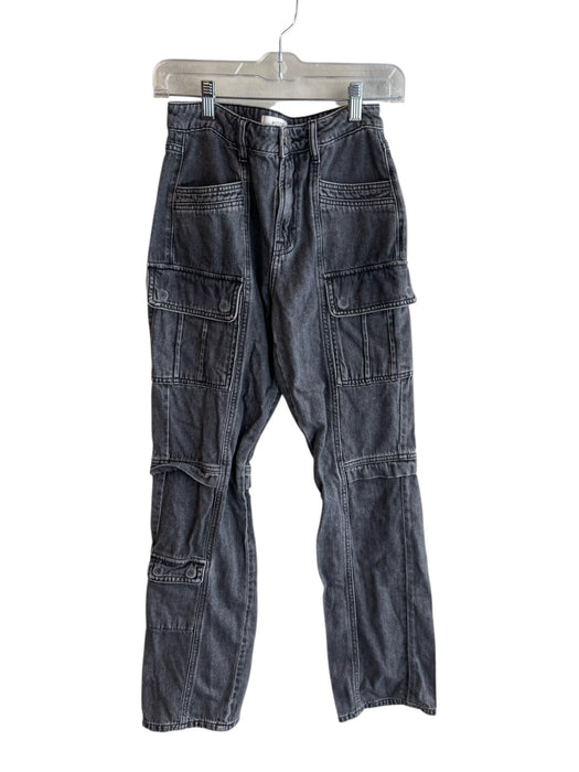 Hidden Size 26 Gray Cotton High Rise Zip Fly Cargo Pockets Straight Leg Jeans Gray / 26