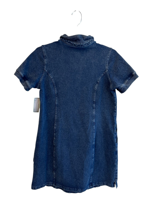 Sundays Size M Dark Wash Cotton Blend Denim Collared 1/4 Zip short sleeve Dress Dark Wash / M