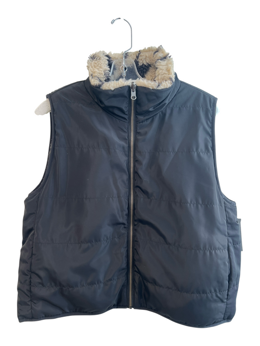 Dylan Size L Black Polyester Puffer Faux Fur Zip Front Reversible Vest Black / L