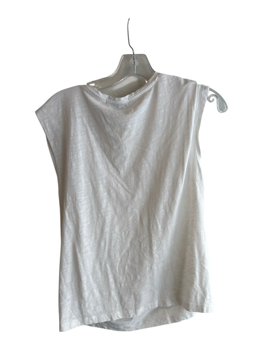 Sanctuary Size S Cream Cotton Blend Round Neck Cap Sleeve Heathered Top Cream / S