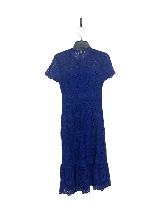 Antonio Melani Size 2 Blue Polyester Lace Overlay Back Zip high neck Dress Blue / 2