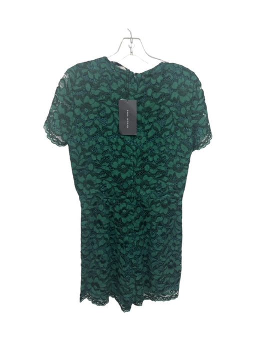 Zara Woman Size S Emerald Green Polyester Short Sleeve Lace Overlay Romper Emerald Green / S