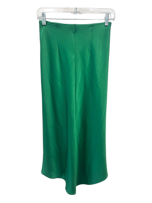 Alice + Olivia Size 0 Green Triacetate Blend Satin Feel Back Zip High-Low Skirt Green / 0