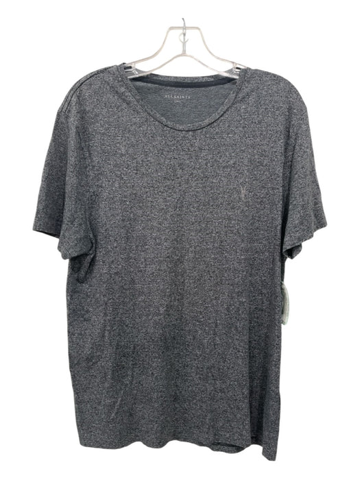 ALLSAINTS Size L Gray Cotton Striped T shirt Crew Men's Short Sleeve L