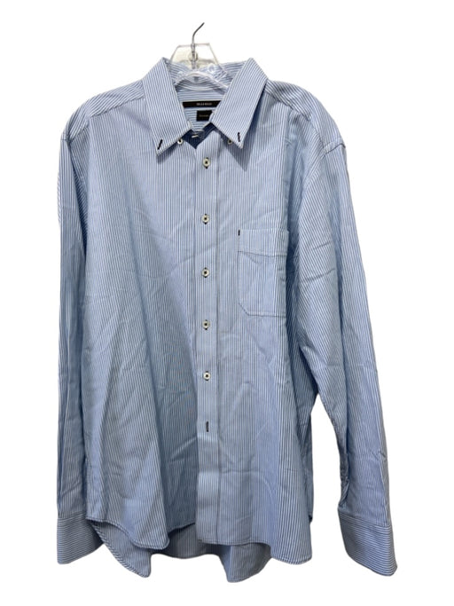 Billy Reid Size XL Blue & White Cotton Striped Button Down Long Sleeve Shirt XL