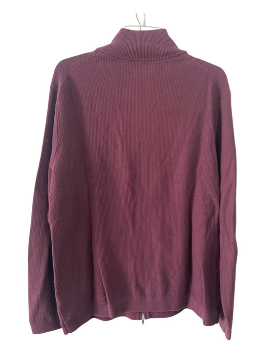 Theory Size XL Dark Red Cotton Blend Solid Zip UP Bomber Men's Sweater XL