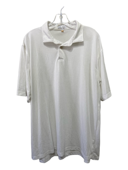 Peter Millar Size XL White Cotton Blend Solid Polo Men's Short Sleeve XL