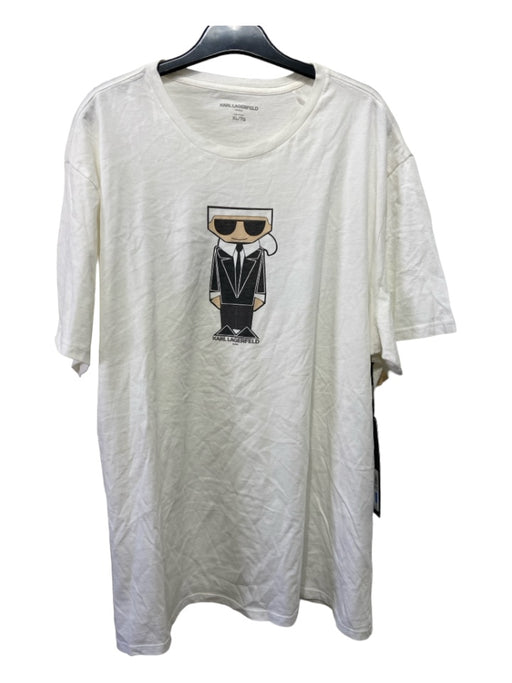 Karl Lagerfeld NWT Size XL White Cotton Blend T Shirt Men's Short Sleeve XL