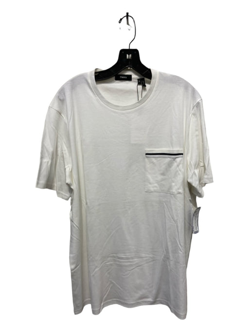 Theory NWT Size XL White Cotton Blend Solid T Strap Men's Short Sleeve XL