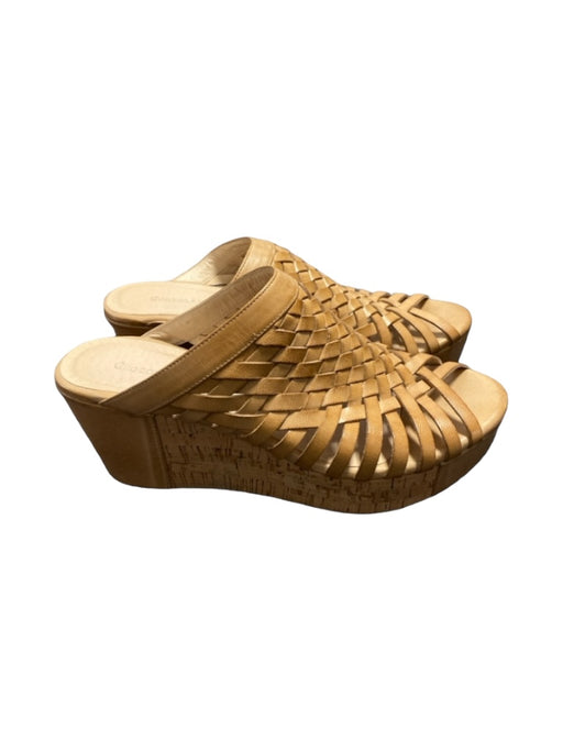 Chocolat Blu Shoe Size 7.5 Tan Leather Cork Weaved Platform Mule Shoes Tan / 7.5