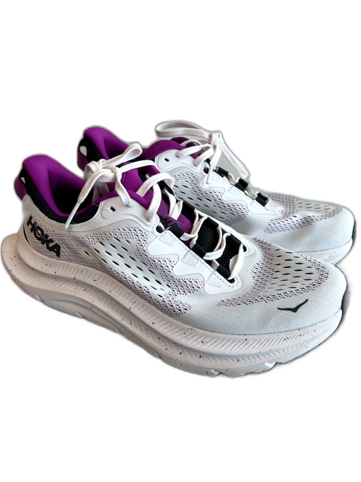 Hoka Shoe Size 8 White & Purple Almond Toe Low Top Lace Up Sneaker Shoes White & Purple / 8