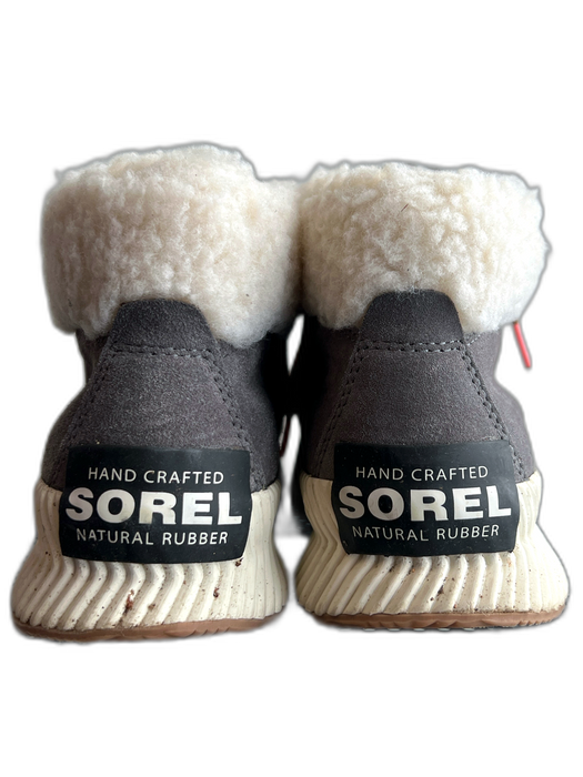 Sorel Shoe Size 8 Gray & White Suede Fleece Lined lace up Waterproof Booties Gray & White / 8