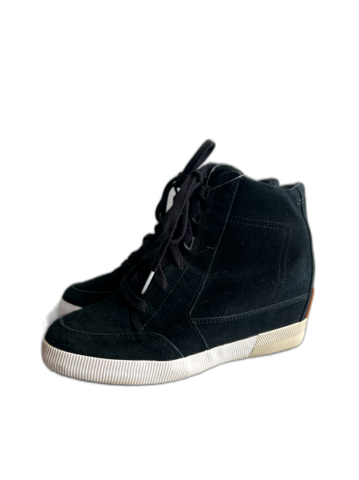 Sorel Shoe Size 8 Black Suede High Top lace up Almond Toe Booties Black / 8